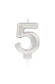 5 Rakam Mum Gümüş Renk - 1