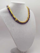Ametist & Hematit Taşı 6mm Tasarım Kolye (56106) - 4