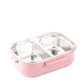 Tantitoni Paslanmaz Çelik 2 Katlı Çatal Ve Kaşıklı Yemek Taşıma Kabı 1.65lt Pembe thumbnail 2