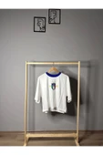 İtalia Baskılı Oversize Beyaz Crop T-shirt - 1