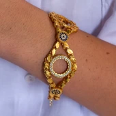 İki Çeyrekli Çerçeve Bileklik Çelik Altın Kaplama BLK-1071 thumbnail 3