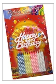 Rengarenk Mumlu Beyaz Happy Birthday Yazılı Doğum Günü Mumu 12 Adet - 2