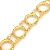 Dört Çeyrekli Çerçeve Bileklik Çelik Altın Kaplama BLK-1090 thumbnail 1