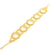 Beş Çeyrekli Çerçeve Bileklik Çelik Altın Kaplama BLK-1095 thumbnail 1