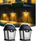 2 Adet 3 Modlu Hareket Sensörlü Güneş Enerjili Solar Lamba Fotoselli Solar Dış Mekan Bahçe Lambası - 1