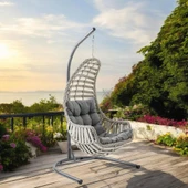 Capri Swing Datça Bahçe Salıncağı | Tek Kişilik | Rattan Salıncak - 8