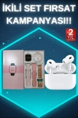 3 Kordonlu Pembe Amoled Ekran Akıllı Saat ve Yeni Nesil Pro Kablosuz Bluetooth Kulaklık ANC/ENC - 1
