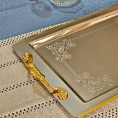 Sultan Gold Kaplama Tekli 1MM Paslanmaz Çelik Tepsi 18/10 - 1