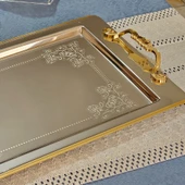 Sultan Gold Kaplama Tekli 1MM Paslanmaz Çelik Tepsi 18/10 - 3