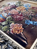 Zamanın Dokuduğu Çiçekler Adlı İran Tebriz Halı Tablo 94x74cm - Duvar Halı Kilim Tablo - 5