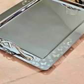 Kelebek Saten Platin Tekli 1MM Paslanmaz Çelik Tepsi 18/14 - 5