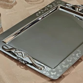 Kelebek Saten Platin Tekli 1MM Paslanmaz Çelik Tepsi 18/14 - 7