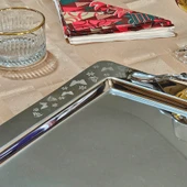 Kelebek Saten Platin Tekli 1MM Paslanmaz Çelik Tepsi 18/14 - 6