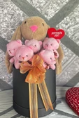 SOLE Premium Özel Hediye Kutusunda  45 cm Bunny Tavşan ve 5 Adet Pembe Peluş Ayıcık Buketi thumbnail 2