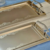 Sudedi Home Alize Saten Platin Set 1MM Paslanmaz Çelik 2li Tepsi 18/13 - 2