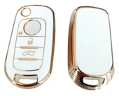 Fiat Egea Uyumlu Nano Kumanda Anahtar Kılıfı Oto Anahtarlık 3 Tuşlu Beyaz Gold - 4