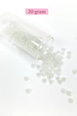 Dökme Cam Kum Boncuk Büyük Boy (6/0) 4 mm - 20 Gram - İnci Beyaz - BNC081 - 1