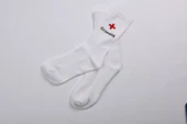 Beyaz Fitilli  Crossfit Spor Unisex Çorap - 1
