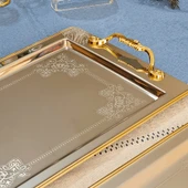 Sudedi Home Sultan Saten Gold Kaplama 1MM Paslanmaz Çelik Tepsi 2li 18/10 - 5