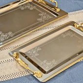 Sudedi Home Sultan Saten Gold Kaplama 1MM Paslanmaz Çelik Tepsi 2li 18/10 - 6
