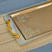 Sudedi Home Sultan Saten Gold Kaplama 1MM Paslanmaz Çelik Tepsi 2li 18/10 - 1