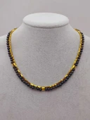 Lucid Dream Serisi Golden & Siyah Obsidyen Taşı 4mm Kolye (24290) thumbnail 3