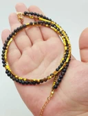 Lucid Dream Serisi Golden & Siyah Obsidyen Taşı 4mm Kolye (24290) thumbnail 2