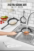 Tencereye Takılabilen 3'lü Tel Süzgeç Seti (14cm-17cm-22cm) - 1