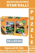Premium Seri Eğlenceli El Göz Koordinasyon Beceri Geliştirici Çocuk 2x100 PUZZLE STAR RALLİ thumbnail 1
