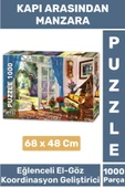 El Göz Koordinasyon Beceri Görsel Algı Geliştirici 1000 Parça Çocuk PUZZLE KAPI ARASINDAN MANZARA - 1