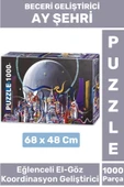 Premium Eğlenceli El Göz Koordinasyon Beceri Görsel Algı Geliştirici Çocuk 1000 Prça PUZZLE AY ŞEHRİ thumbnail 1