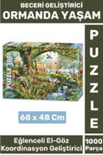 Eğlenceli El Göz Koordinasyon Beceri Görsel Algı Geliştirici Çocuk 1000 Parça PUZZLE ORMANDA YAŞAM thumbnail 1