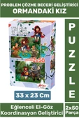 Premium Seri Eğlenceli El Göz Koordinasyon Beceri Geliştirici Çocuk 2X50 Parça PUZZLE ORMANDAKİ KIZ thumbnail 1