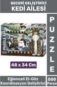 Özel Eğlenceli El Göz Koordinasyon Beceri Görsel Algı Geliştirici Çocuk 500 Parça PUZZLE KEDİ AİLESİ - 1