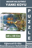 Premium Eğlenceli El Göz Koordinasyon Beceri Görsel Algı Geliştirici Çocuk 1000 Pr PUZZLE YANKI KOYU - 1