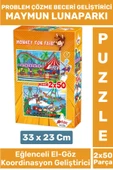 Premium Eğlenceli El Göz Koordinasyon Beceri Geliştirici Çocuk 2X50 Parça PUZZLE MAYMUN LUNAPARKI thumbnail 1