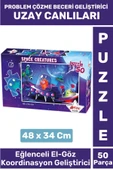 Premium Eğlenceli El Göz Koordinasyon Problem Çözme Beceri Geliştirici Çocuk PUZZLE UZAY CANLILARI - 1
