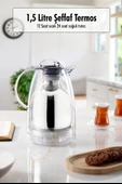 1.5 LT Isı Yalıtımlı Çay Ve Soğuk Su Termosu Şeffaf (12 Saat Sıcak Tutar& İçi Camdır) - 1
