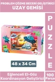 Premium Seri Eğlenceli El Göz Koordinasyon Beceri Geliştirici Çocuk 100 Parça PUZZLE UZAY GEMİSİ thumbnail 1