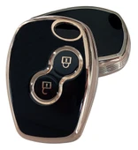 Renault Clio 3 Dacia Logan Duster Sandero Uyumlu Kumanda Anahtar Kılıfı Oto Anahtarlık Siyah Gold thumbnail 1