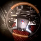 DİKİŞLİ DİREKSİYON KILIFI TABA DERİ SİYAH DERİ SİYAH DİKİŞLİ SCANİA TIR KAMYON İÇİN thumbnail 1