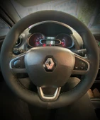 DİKİŞLİ DİREKSİYON KILIFI İTHAL SİYAH DERİ SİYAH DİKİŞLİ RENAULT CLİO İÇİN thumbnail 1