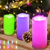 6 PCS VIP LED REMOTE CONTROL ELECTRONİC CANDLE 6 ADET LED MUM RGB KUMANDALI RENKLİ LED IŞIKLI MUM thumbnail 4