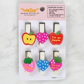 Loren Dekoratif Kalp Ve Meyve Desenli Mandal 6'lı - 1