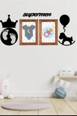 BUFFER® DECO103 Supermen Dekoratif Duvar Süsü Tablo Aksesuar Ahşap Tasarım Hediye Pano Sticker Seti - 4