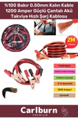 1. Kalite Çantalı Oto %100 Bakır 0.50mm Kalın Kablo 1200 Amper Güçlü Hızlı Şarj Akü Takviye Kablosu - 1