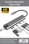 8 Girişli Macbook Pro Air Usb Type-c Hub Dönüştürücü Çevirici Çoklayıcı Usb Hdmi Micro SD 8in1 - 1