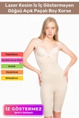 Premium Lazer Kesim İz İç Göstermeyen Kaymaz Toparlayıcı Şekillendirici Göğsü Açık Paçalı Boy Korse - 1