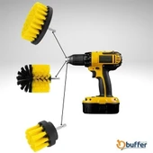 BUFFER® 3lü Matkap Ucu Banyo Küvet Duşakabin Araba Tekerliği Koltuk Yıkama Temizleme Fırçası Seti - 2