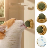 Duvara Yapışan Dönen Kedi Nanesi Cat Oyun Topu Doğal Kedi Oyuncağı - 1
